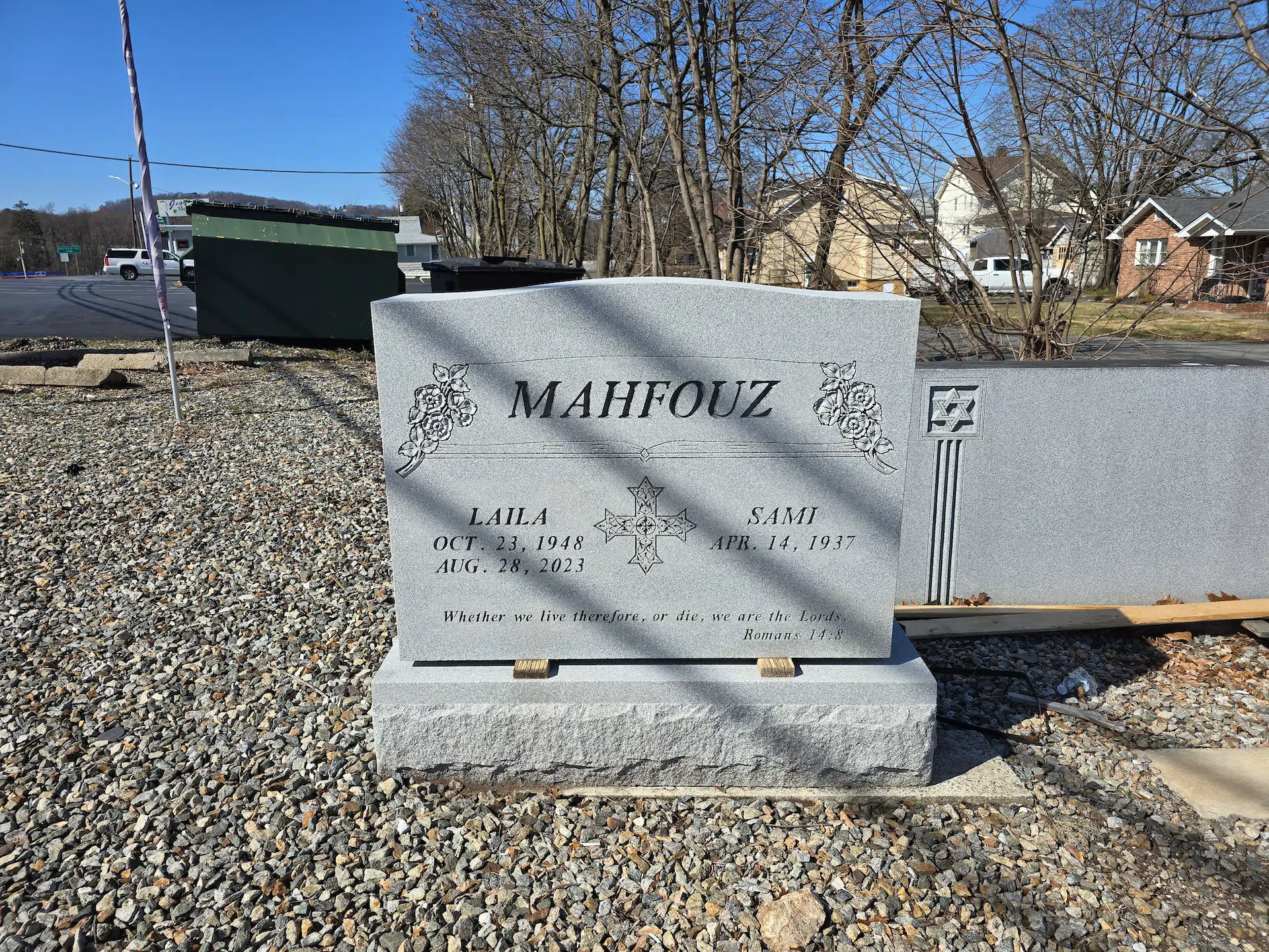 Granite Upright Headstone hand-carved by Upright Headstone Guide in NJ — image 1